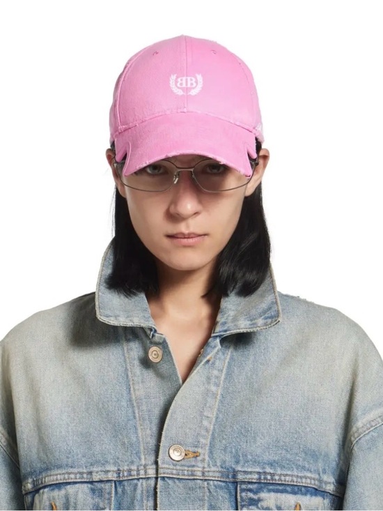 Balenciaga Accessories - Balenciaga Unisex Laurel Baseball Cap Distressed Baby Pink Logo One Size